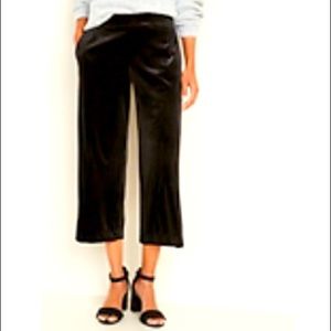Mid-Rise Velvet Wide-Leg Pull-On Pants